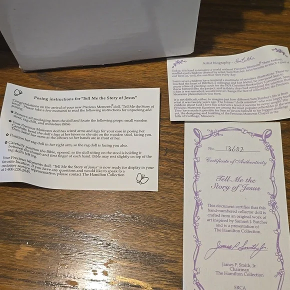 Precious Moments Tell Me Story Of Jesus Doll Hamilton Collection 1994 Vintage - Picture 3 of 7